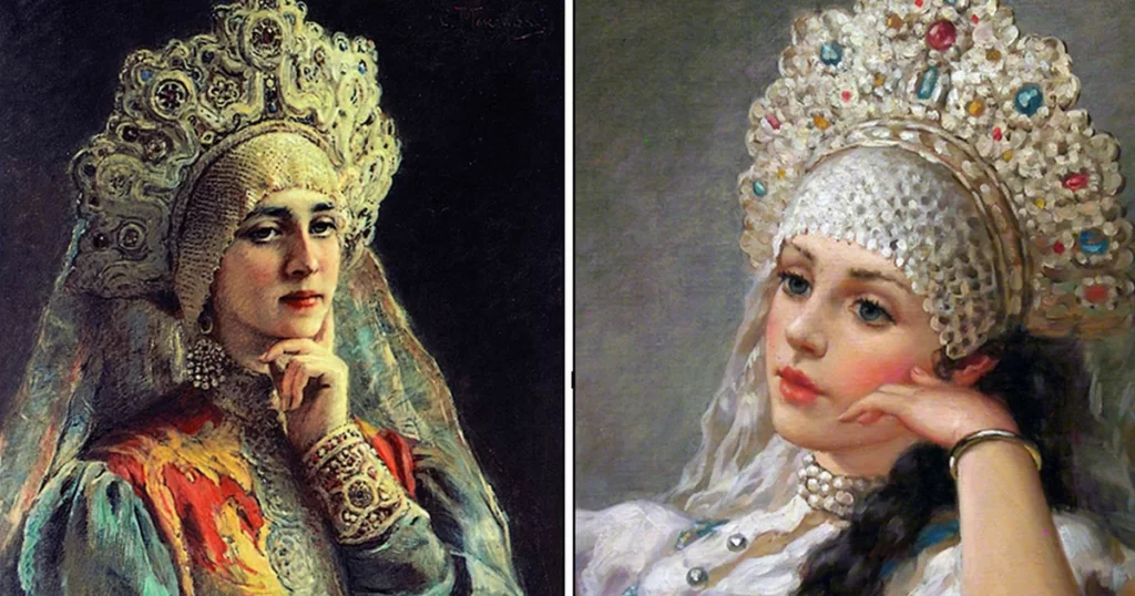 Русские женщины в традиционных головных уборах